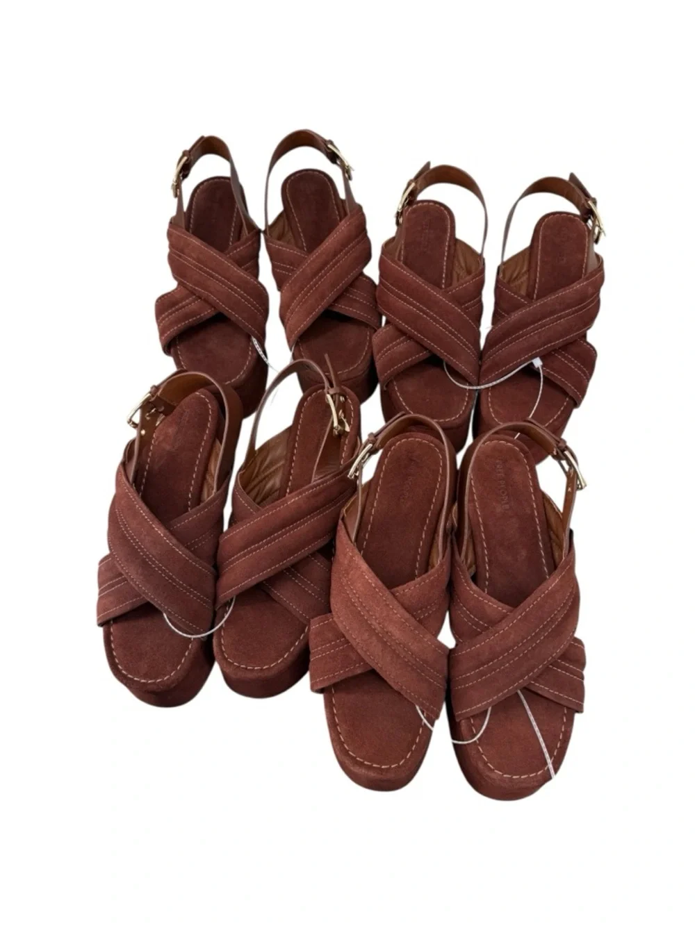 Platform Suede Crisscross Slingback Sandal - Burgundy